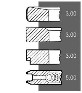 Segments moteur MWM D325, jeu pour 1 cylindre (OEM : 7701201591)