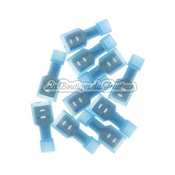 10 flat female terminals isolated blue