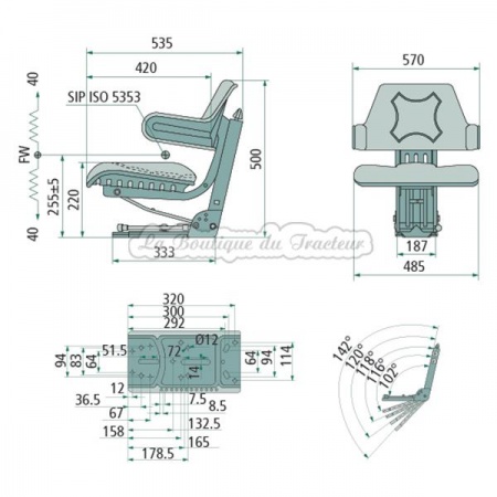 Asiento y respaldo contra salpicaduras universal modelo Massey Ferguson premium Premium