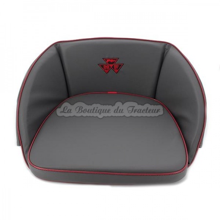Funda de asiento bordada gris de Massey Ferguson con borde rojo