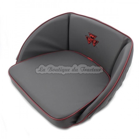 Gray embroidered Massey Ferguson seat cover with red border