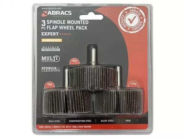 Jeu de 3 roues � lamelles sur tige grain 40/80/120g