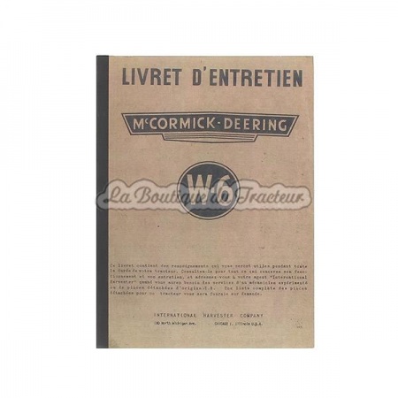 Libro de mantenimiento MC CORMICK-DEERING W6