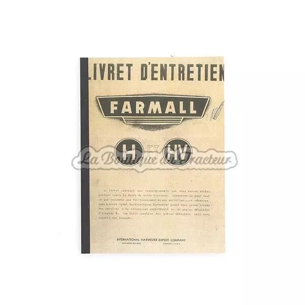 Livret d�entretien FARMALL H et HV