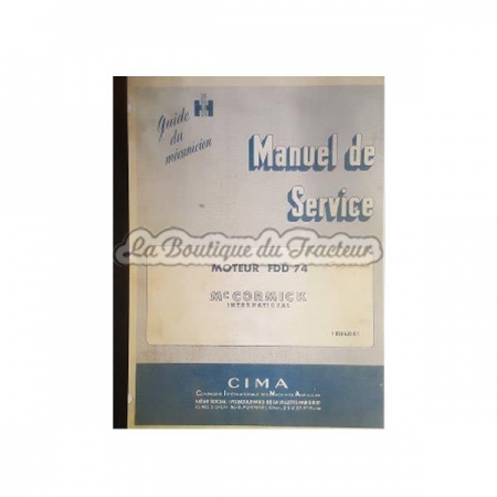 Manual de service de motor FDD74 montado para los tractores IHC F135D, F137D, F137D, D217 y D219.