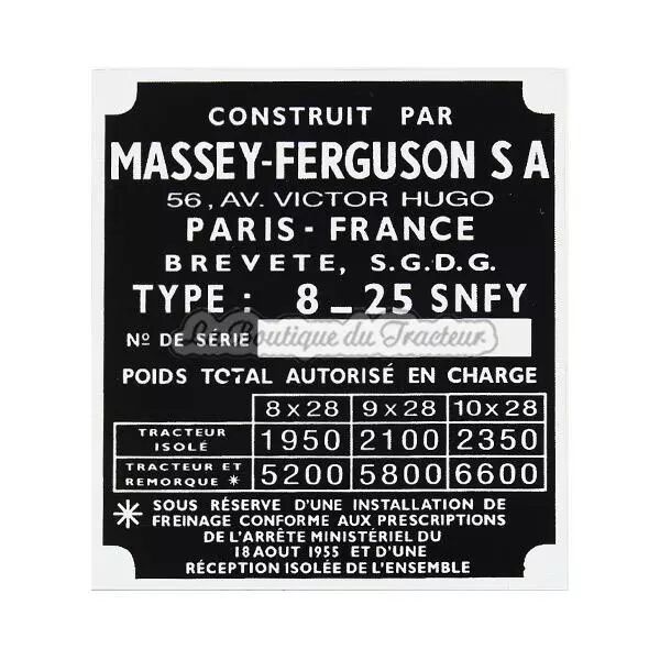 MF825 serial number plate