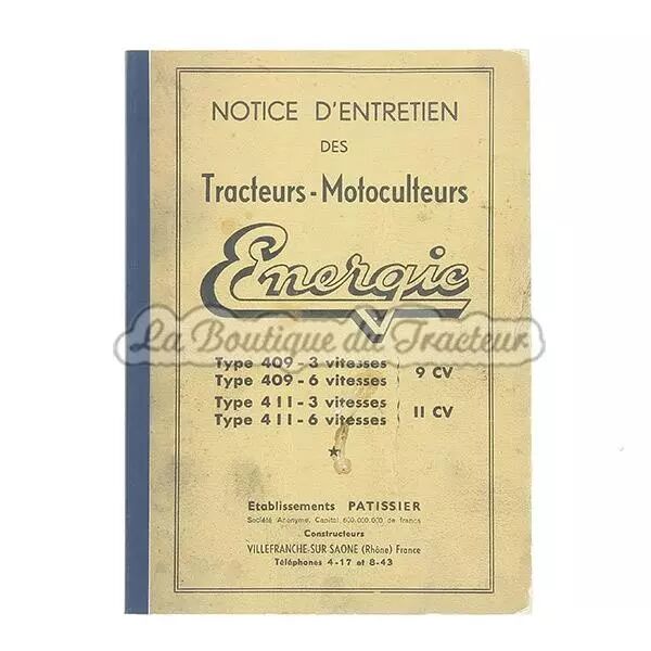 Notice d�entretien Energic 409, 411