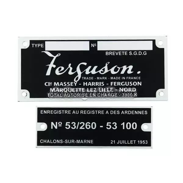 Placa de identificacion de remolque FERGUSON (Jueg