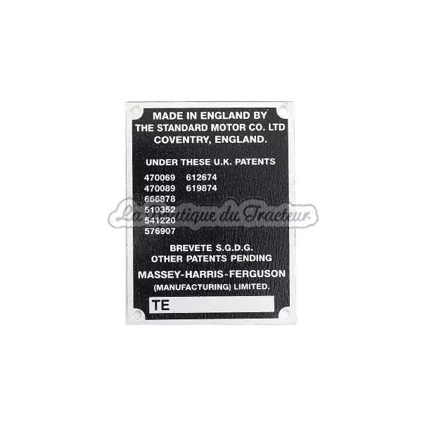 Placa de identification TEA TED FE35