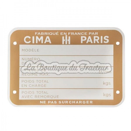 Plaque d´identification IHC Français (grand modèle)