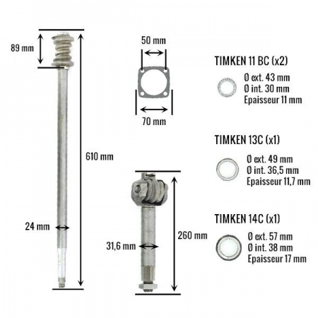 RENAULT steering shaft and sector shaft