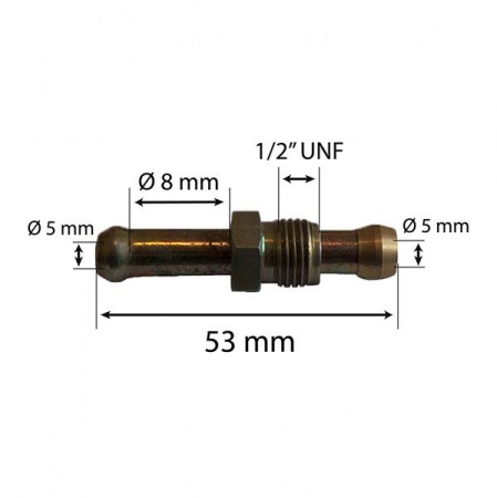 Right end piece MF 1/2 UNF male output diameter 8 mm