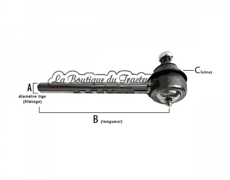 Rotule de direction à tige avant gauche MF 65, 175, 185. OEM: 880011